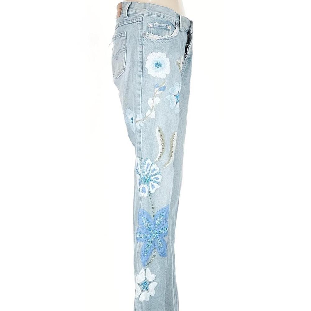 Y2k vintage low rise flare emboirdered jeans xs - Picture 6 of 7